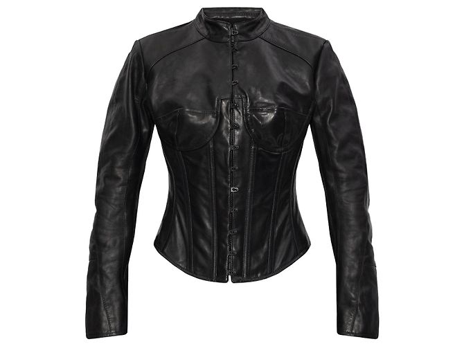 Balenciaga Leather jacket with stand-up collar