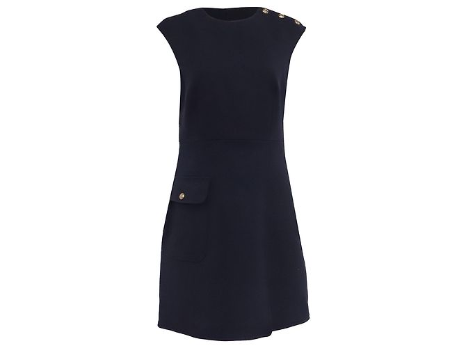 Sandro Nicole Mini Dress in Navy Blue Polyester