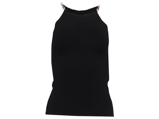 Maje Beaded Strap Tank Top in Black Viscose