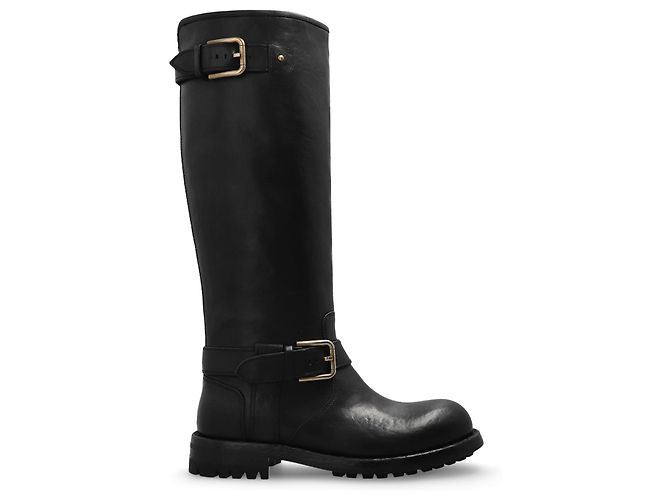 Dolce & Gabbana Lederstiefel Kniehoch Schwarz