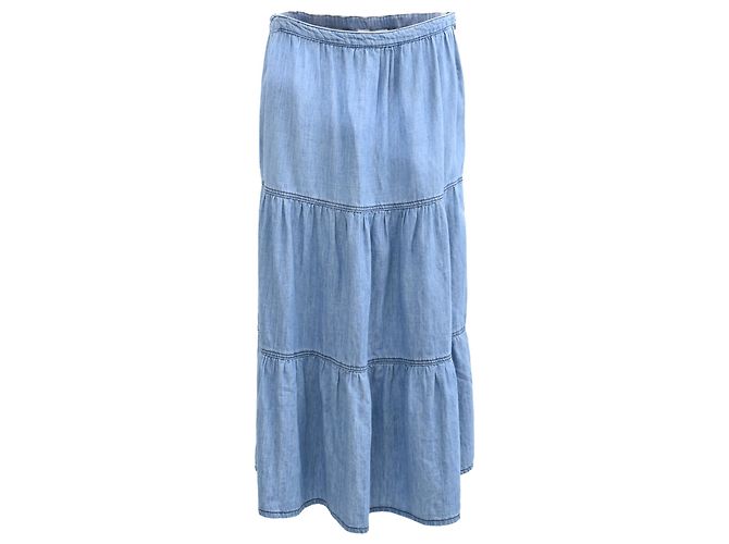 Saia Midi com Camadas Ba&Sh em Algodão Azul
