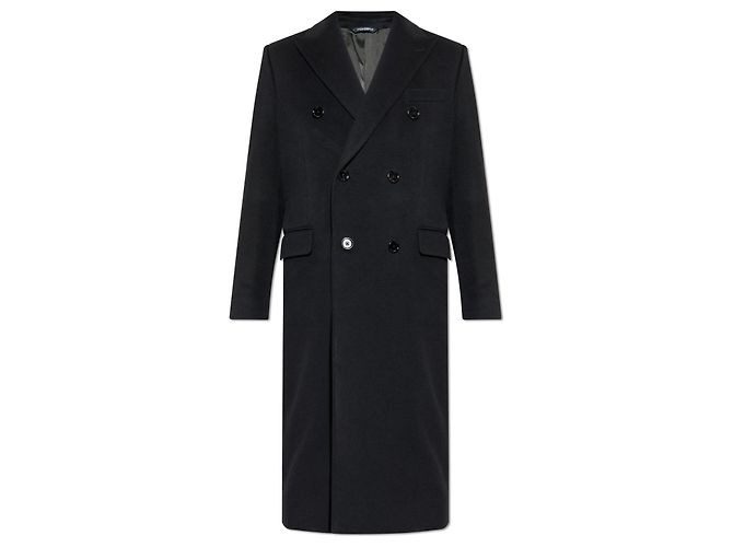 Dolce & Gabbana Black Wool Double Breasted Coat
