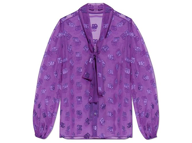 Camicia Dolce & Gabbana Monogram Viola in Viscosa
