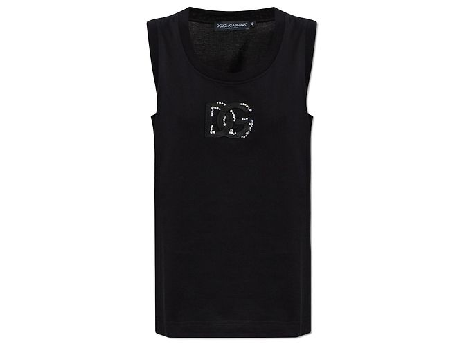 Top Dolce & Gabbana in cotone nero con logo