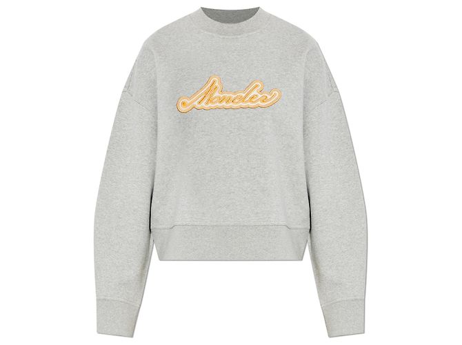 Moncler Logo Sweatshirt Grau Baumwolle