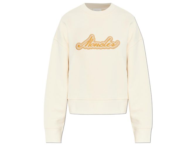 Moncler Sweatshirt mit Logo Stickerei Baumwolle Creme