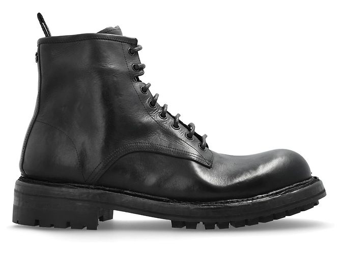 Dolce & Gabbana Black Leather Chunky Ankle Boots