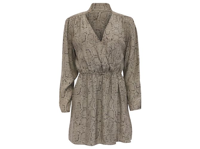 Autre Marque Mini abito Parker con stampa pitone in seta beige