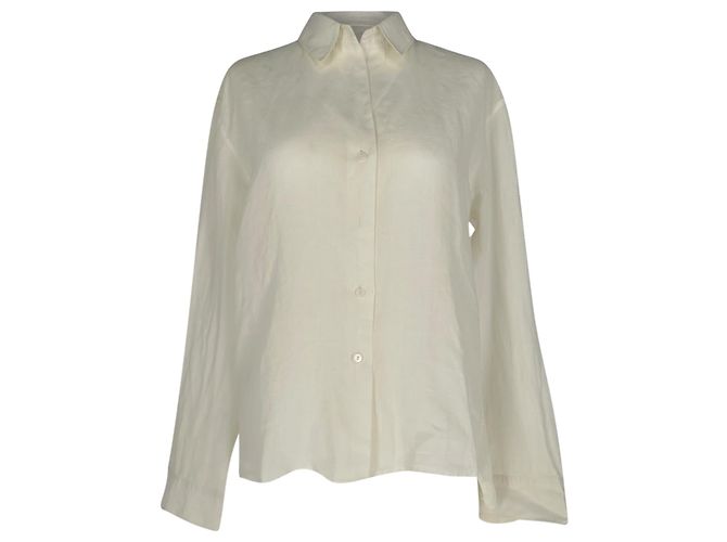 Jil Sander Button-Down Shirt in White Linen