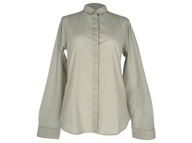 Camisa de botones ocultos Jil Sander en algodón gris claro