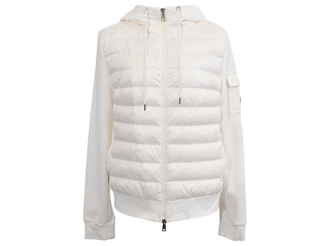 Giacca imbottita con cappuccio e zip Moncler in poliammide bianca