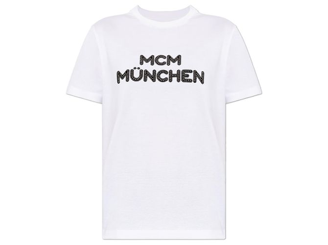 MCM Logo T-Shirt Weiß Baumwolle