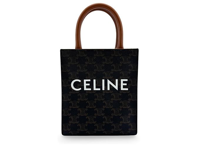 Céline Celine Vertical Cabas Triomphe Coated Canvas Small