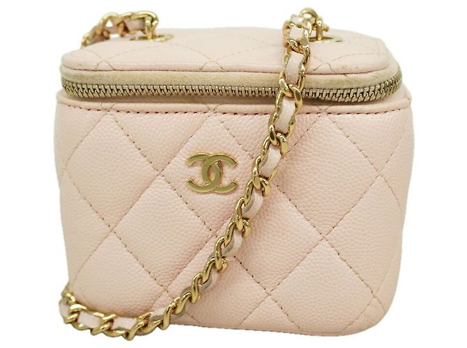 Bolsa Vanity Chanel em couro de bezerro grão rosa