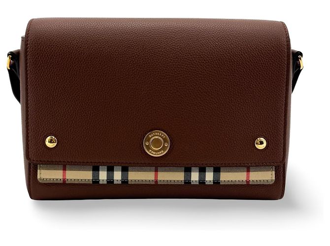 Burberry Note Leather with Vintage Check Canvas Medium