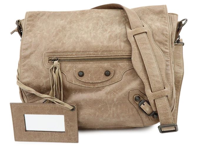 Balenciaga Classic Studs Folk Messenger Leather