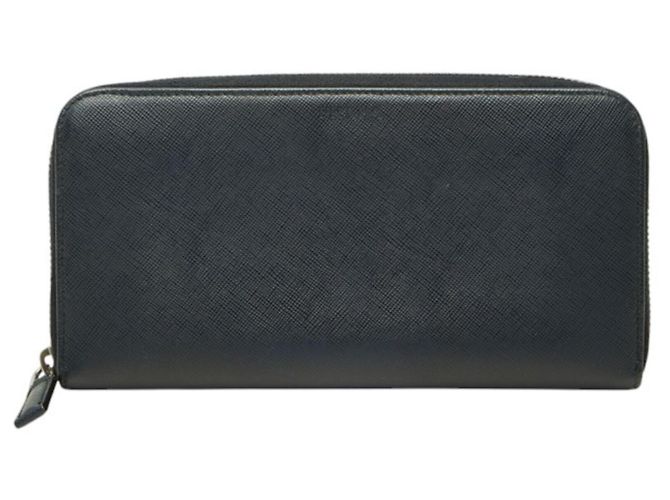 Prada Saffiano Navy Leather Long Wallet