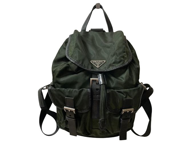 Prada Triangle Logo Plate Nylon Backpack