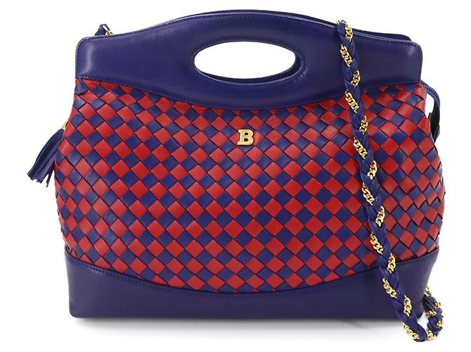 Borsa 2-Way Bally in blu navy e rosso