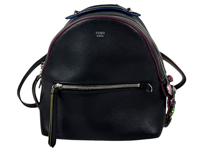 Fendi Black Leather Backpack
