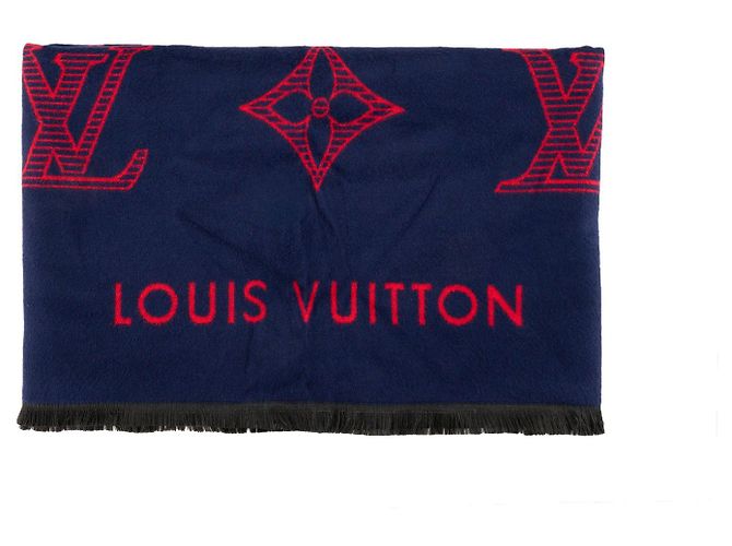 LOUIS VUITTON - Sciarpa Louis Vuitton in lana e seta rossa e blu
