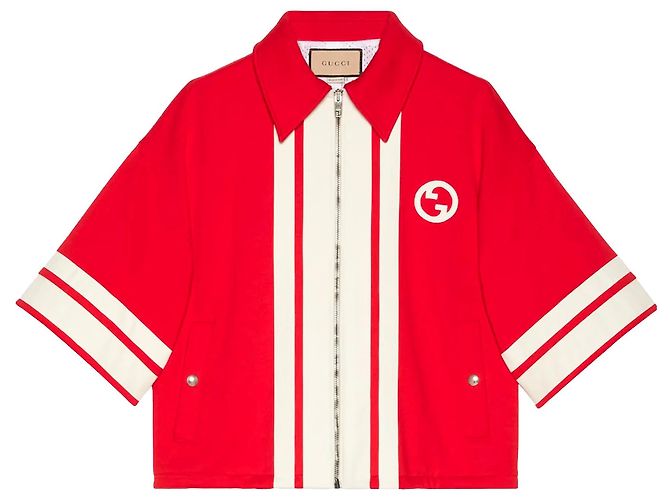 GUCCI - Interlocking Gucci Baumwollweste in Rot und Weiß (M)