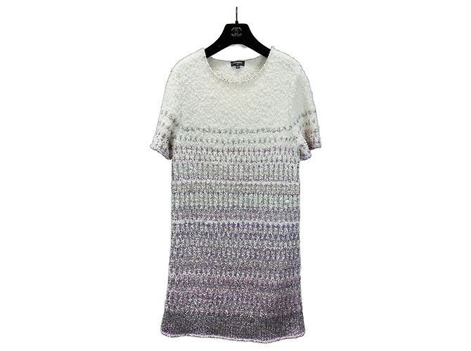 Chanel Tweed Kleid Lila Schneeflocken Webart