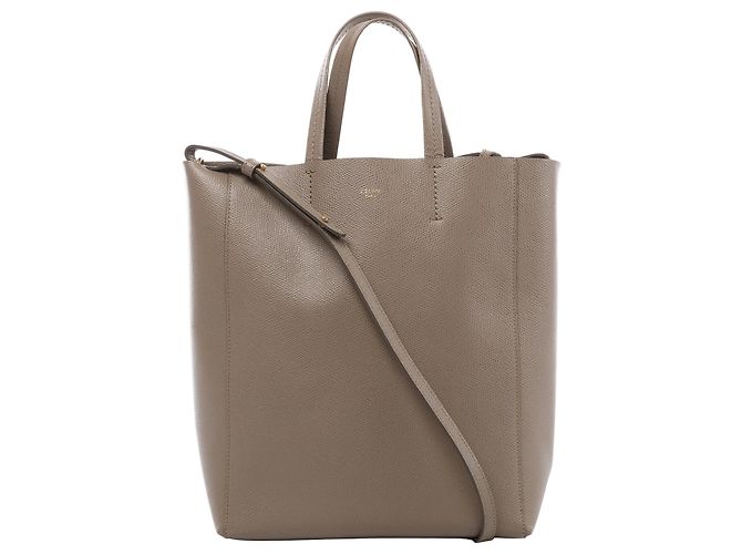Céline Celine Vertical Cabas Small Bolsa de mão 2Way em couro Bege