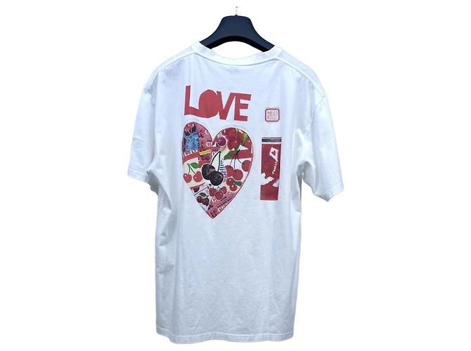 Top Loewe de algodón blanco con aplique de corazón rojo