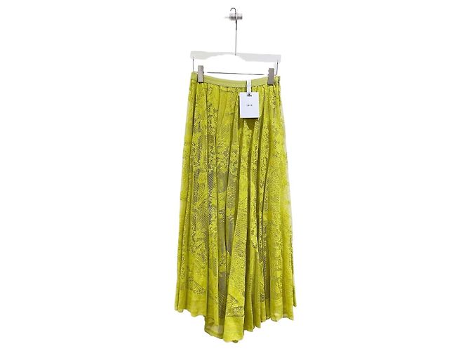 Falda Dior Amarilla de Algodón de Talle Alto