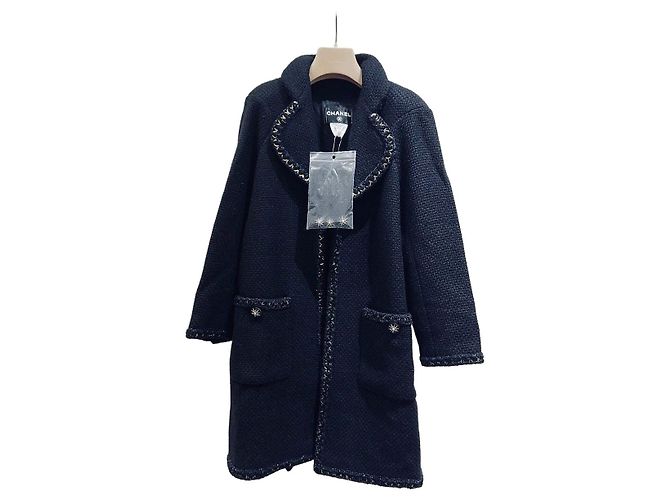 Chanel Navy Tweed Jacket Size 36