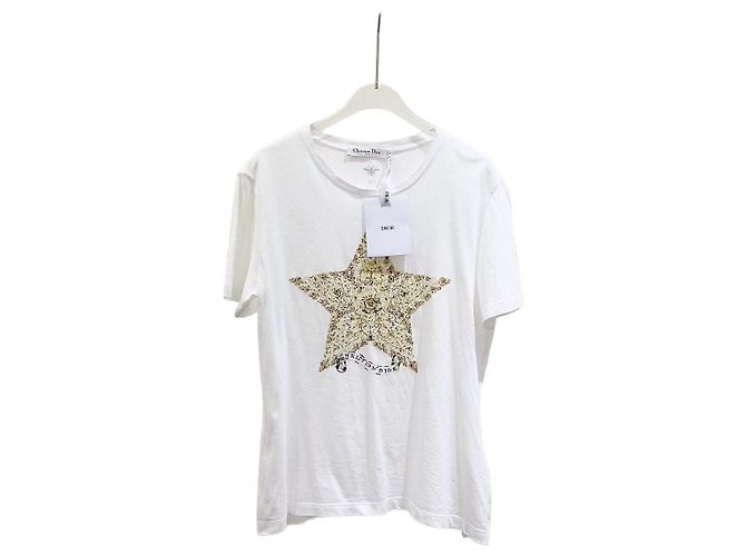 Top Dior Lucky Star de algodão branco de manga curta