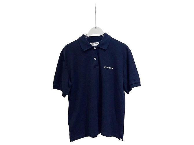 Polo Miu Miu in cotone blu navy