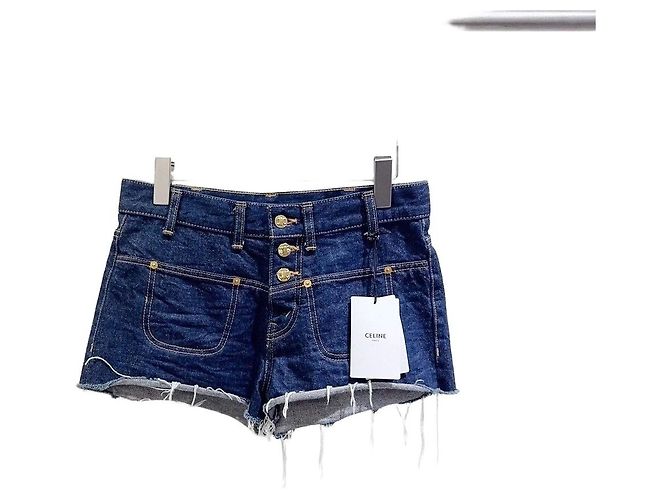 Céline Denim Shorts Blue