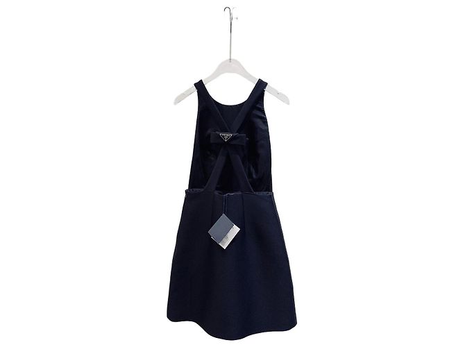 Prada Kleid aus schwarzer Baumwolle mit Schleife Größe 40