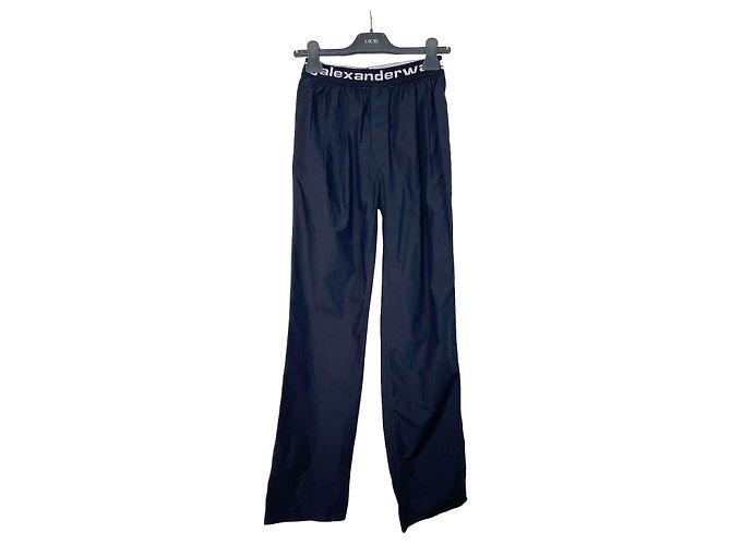 Pantalones Alexander Wang Navy de algodón con logo