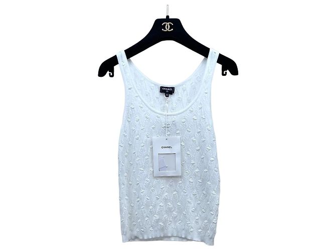 Chaleco de punto acolchado Chanel blanco algodón