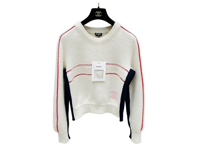 Chanel Coco Neige Bestickter Color-Block Kaschmir Pullover