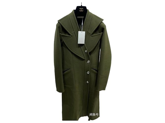 Céline Green Wool Belted Coat