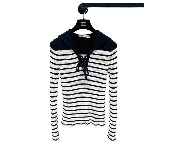 Pull Dior en coton rayé avec col marin