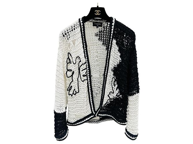 Cardigã Chanel de Crochê Vazado Algodão