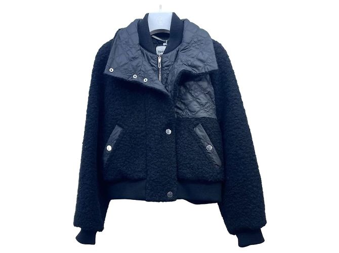 Hermès Black Polyamide Jacket with Lambswool Trim Size 38