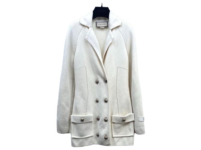 Gucci Double Breasted Wool Jacket Ecru