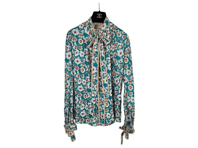 Camicia Gucci con Fiocco Floreale in Cotone