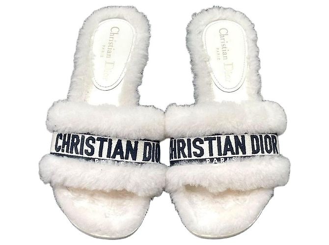 Dior Shearling Clogs White