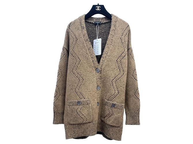 Chanel Cardigan Jacke Camel Wolle