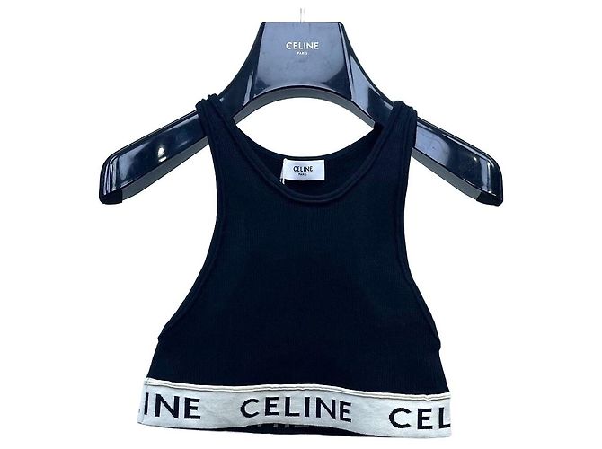 Regata Céline de algodão letras preto e branco XS