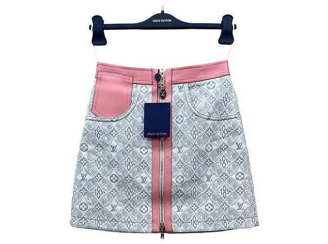Falda Louis Vuitton 1854 de algodón con paneles de cuero