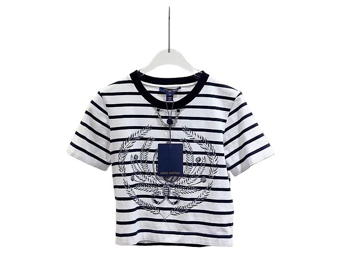 Top Louis Vuitton de Algodón con Rayas y Cadena XS