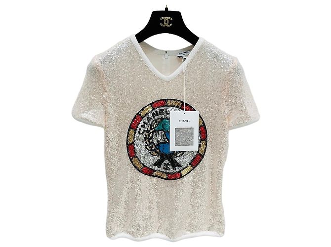 Chanel Multicolored Sequins V-neck Top